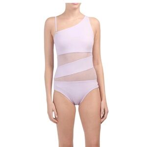 Carmen Marc Valvo Mesh Cut Out One shoulder One piece swimsuit